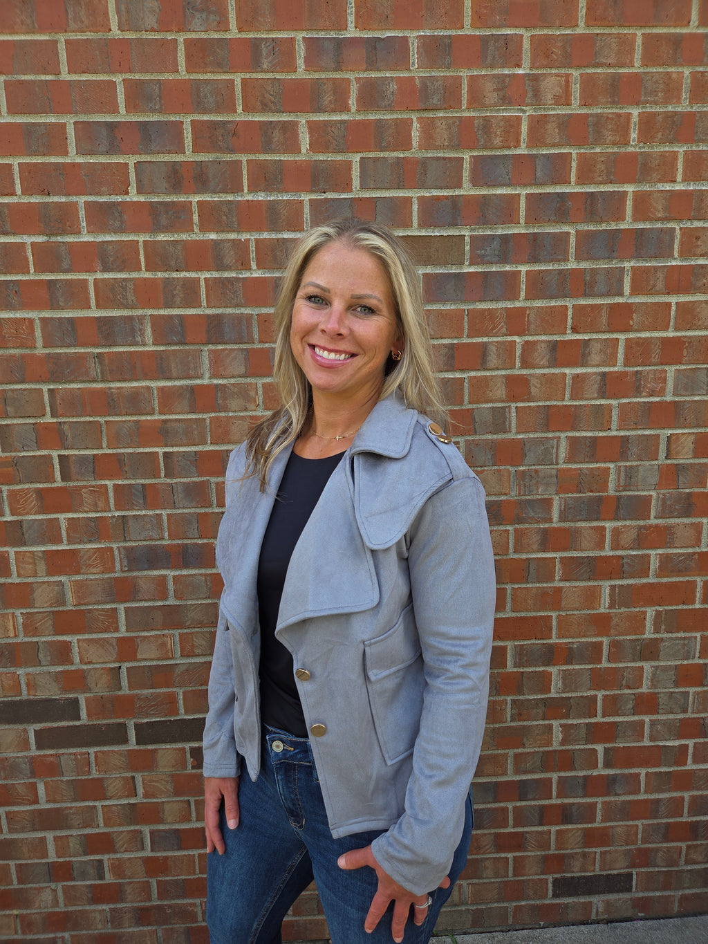 Faux Suede Long Sleeve Jacket