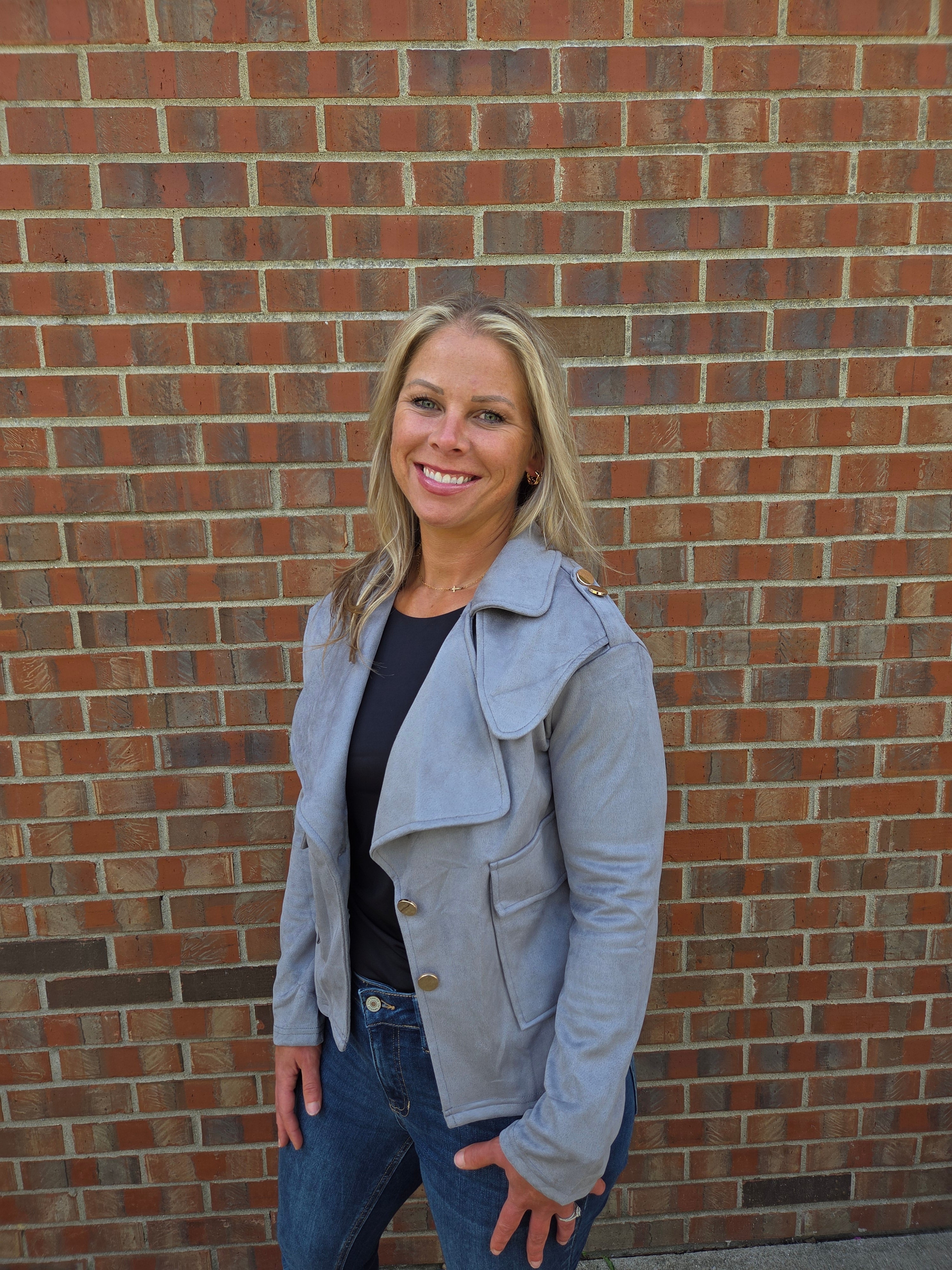 Faux Suede Long Sleeve Jacket