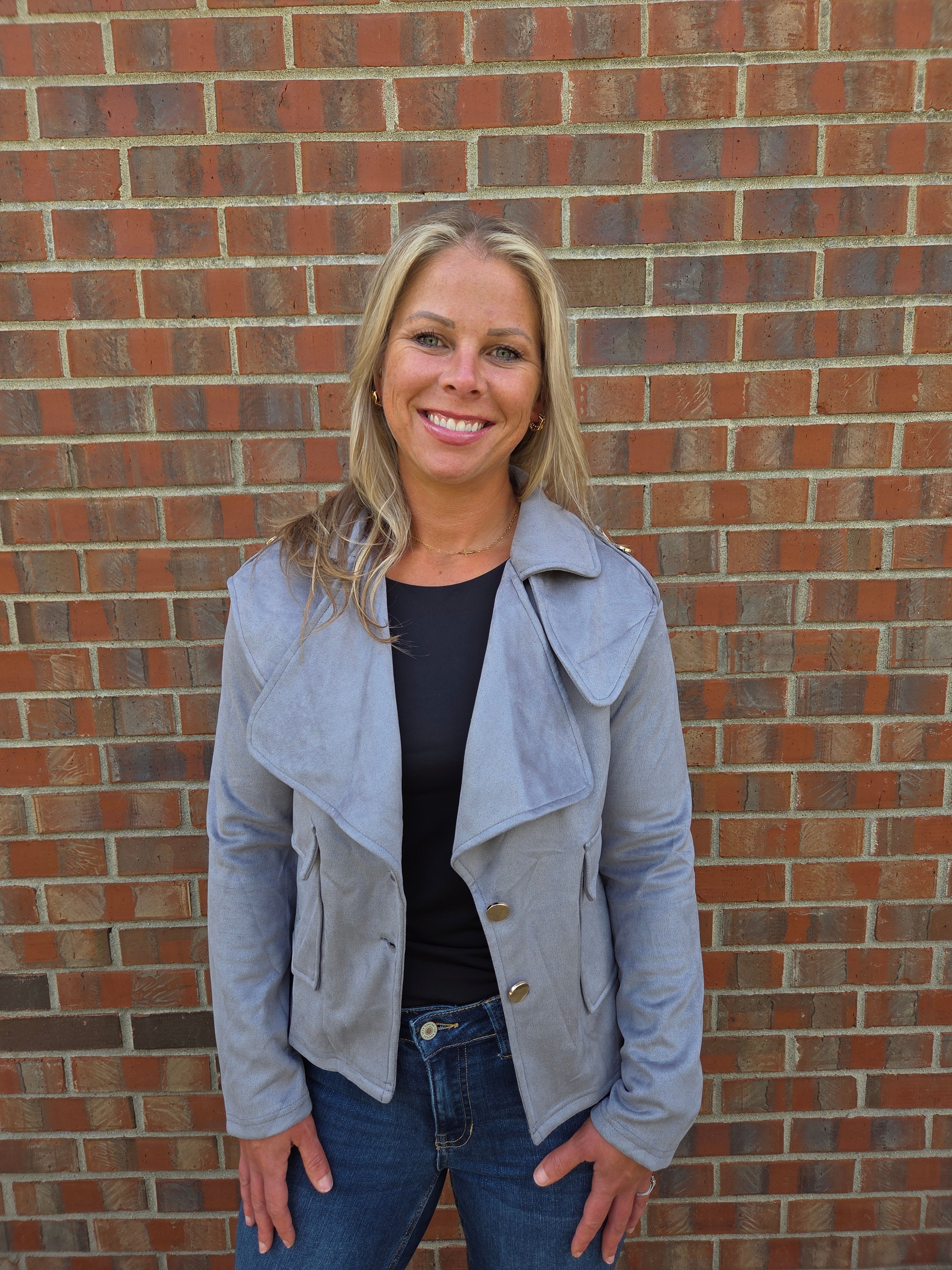 Faux Suede Long Sleeve Jacket