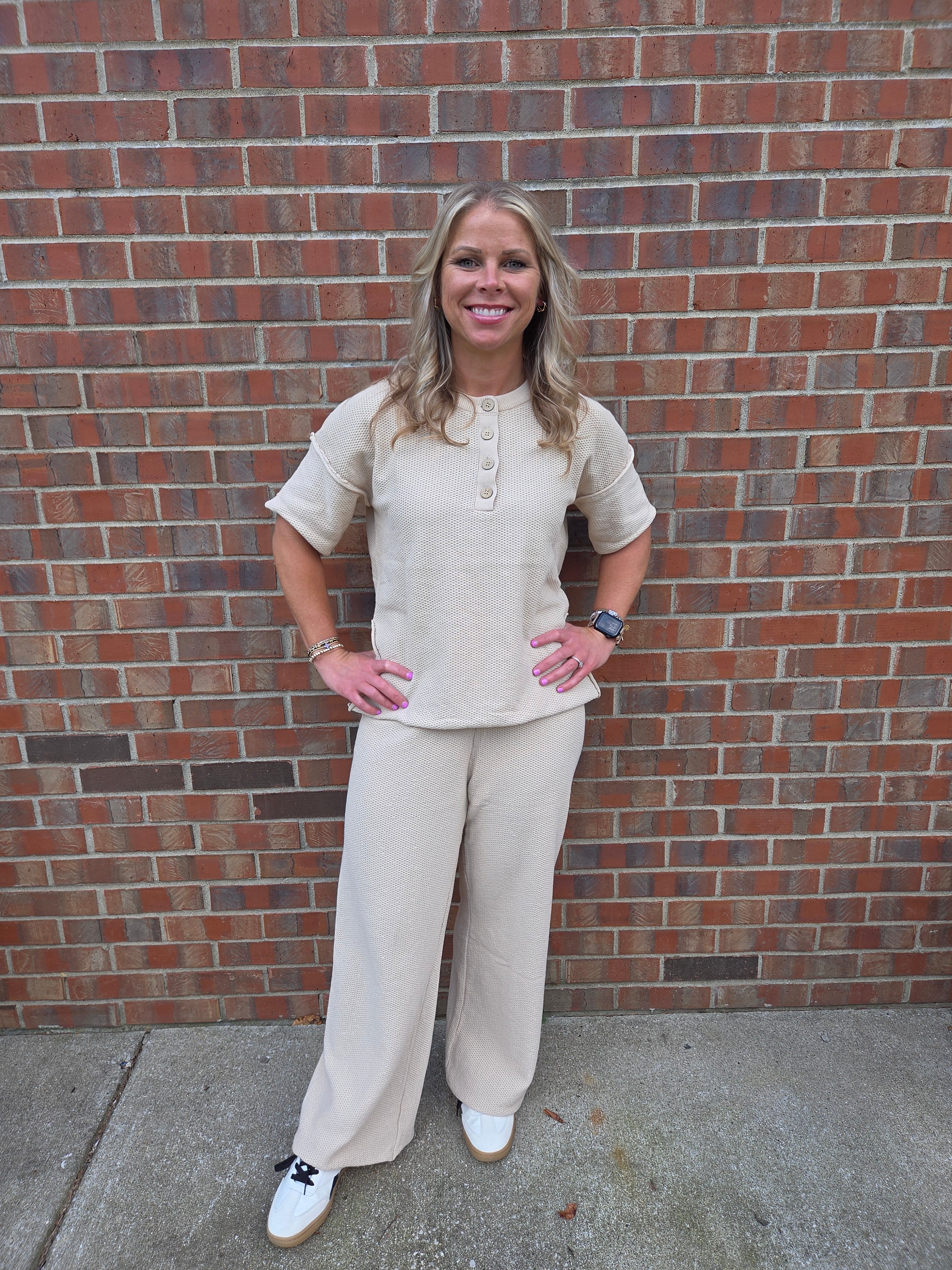 Knit Button Two Piece Outfit