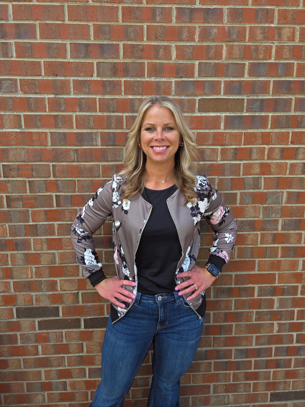 Floral Print Bomber Jacket