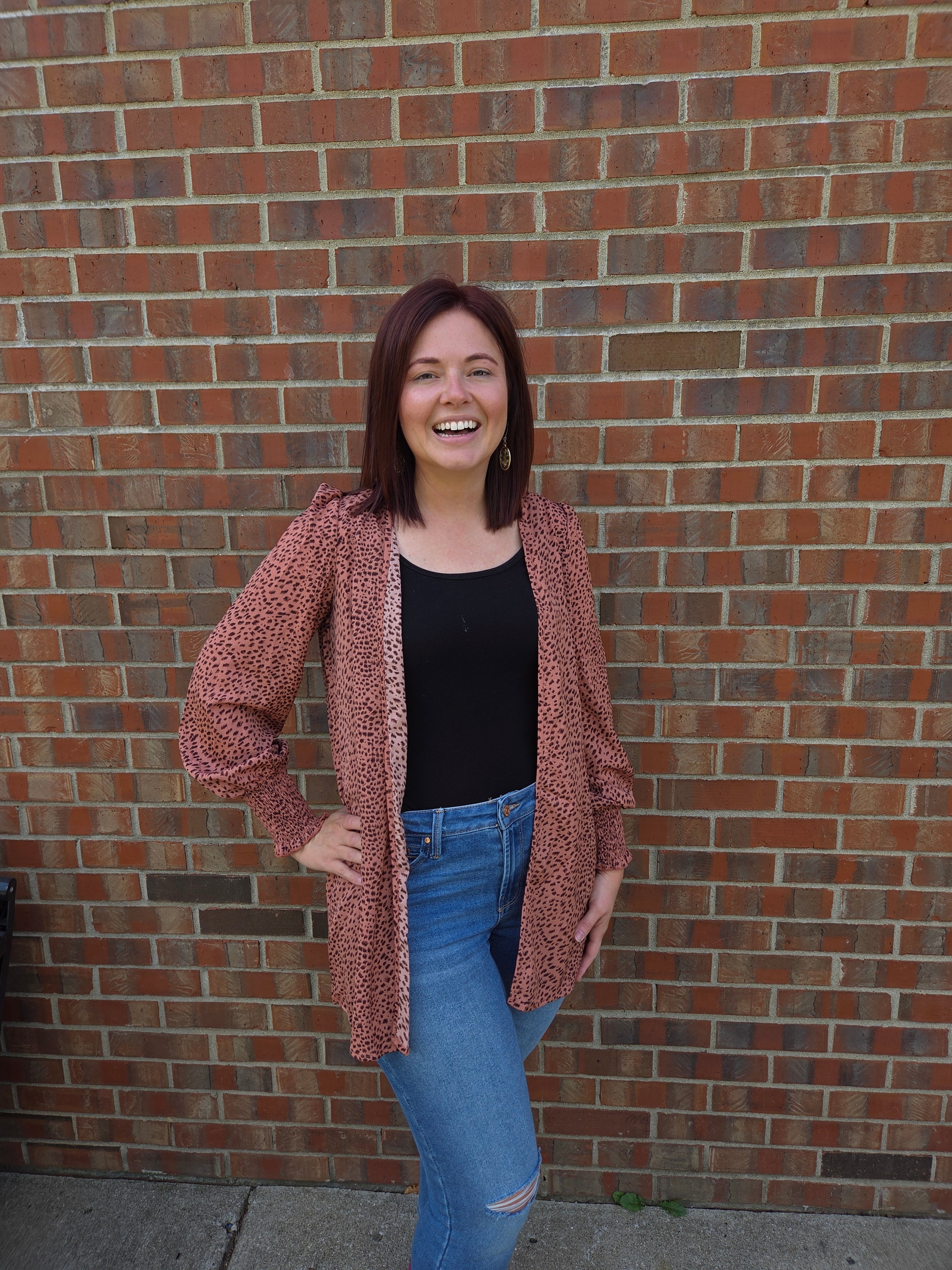 Rust-Lantern Sleeve Kimono