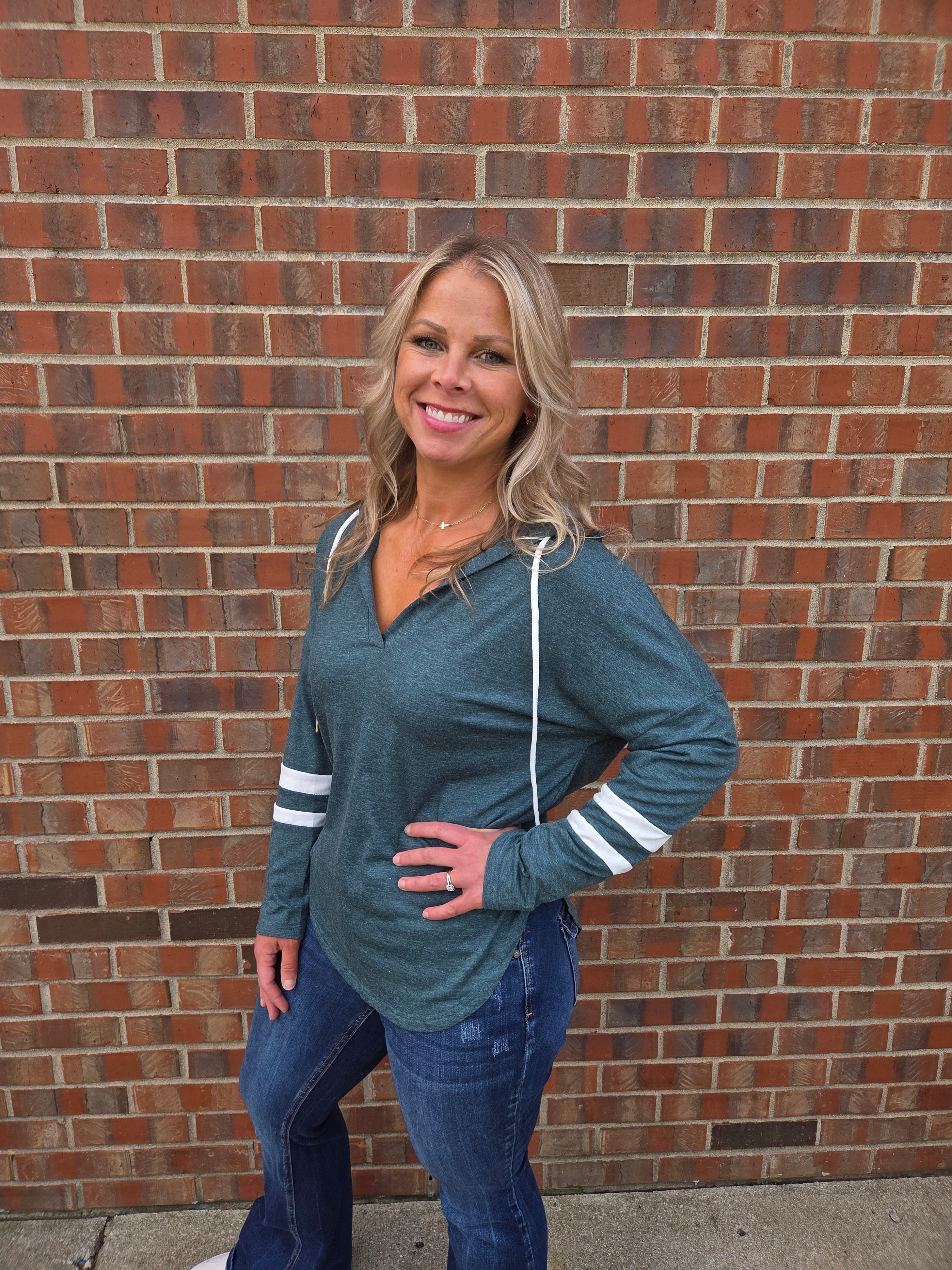 Comfy Long Sleeve Hooded Shirt Green
