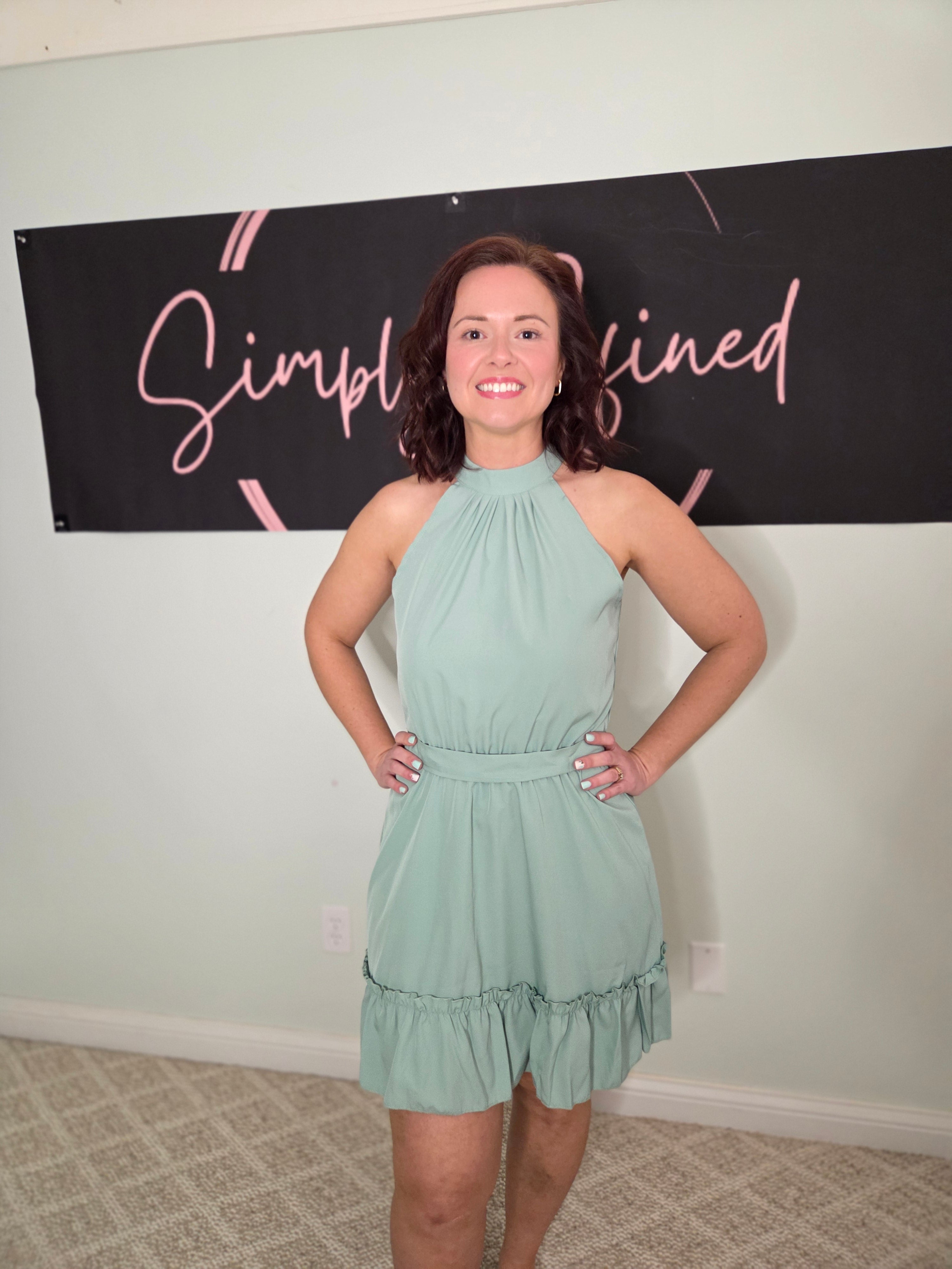 Mint Green Ruffle Mini Dress