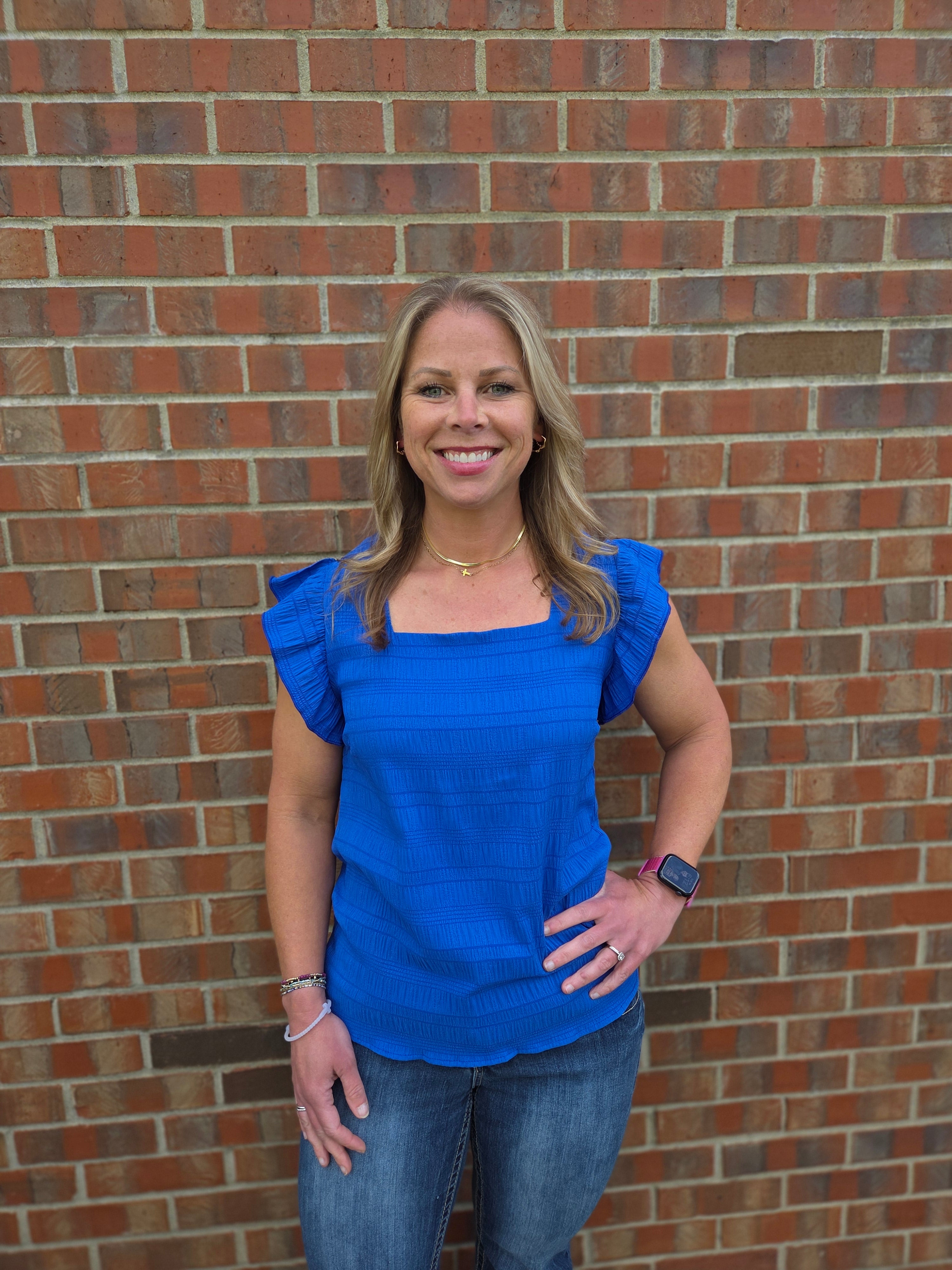 Blue Ruffled Shirt