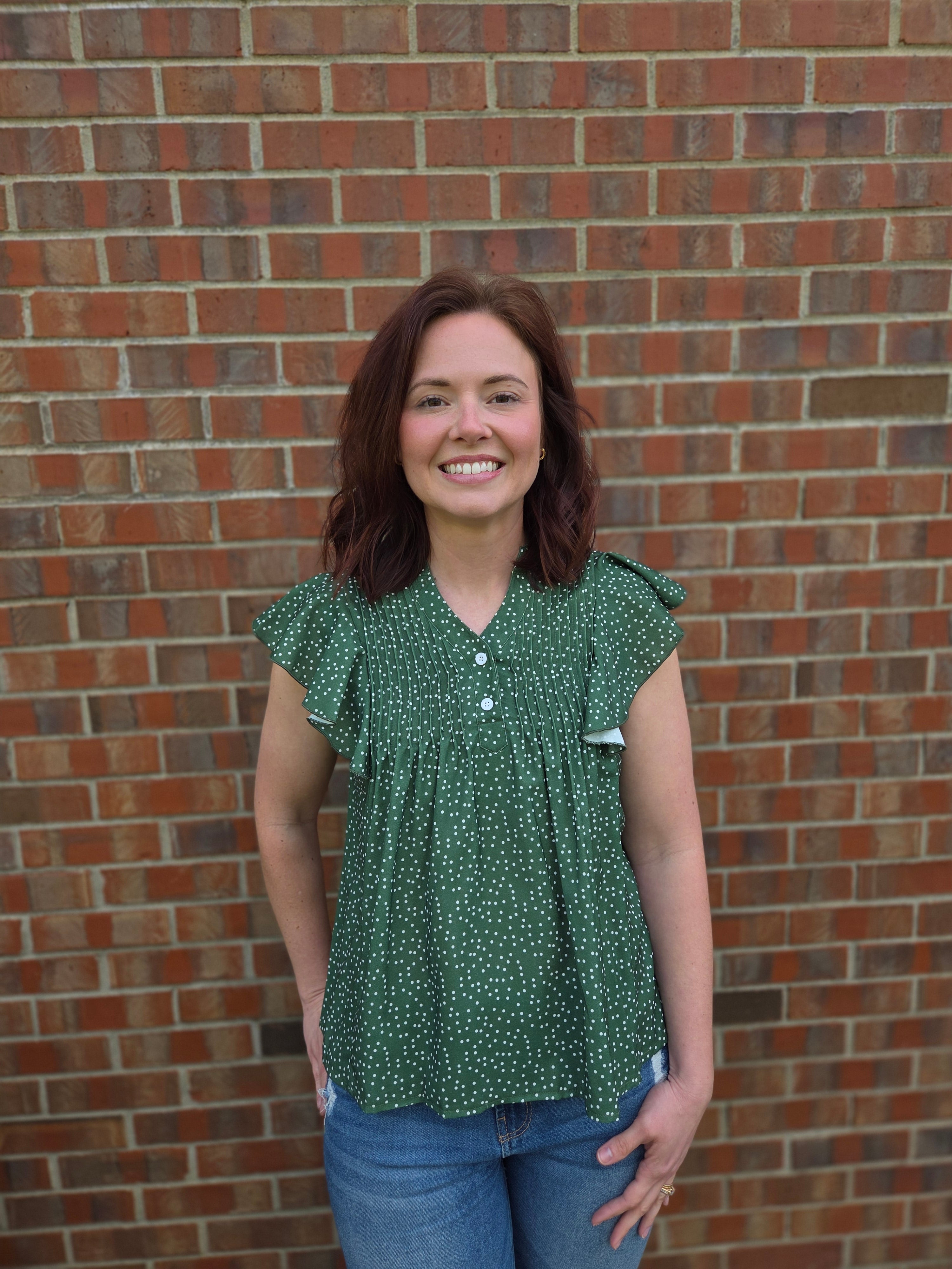 Green Vneck Top