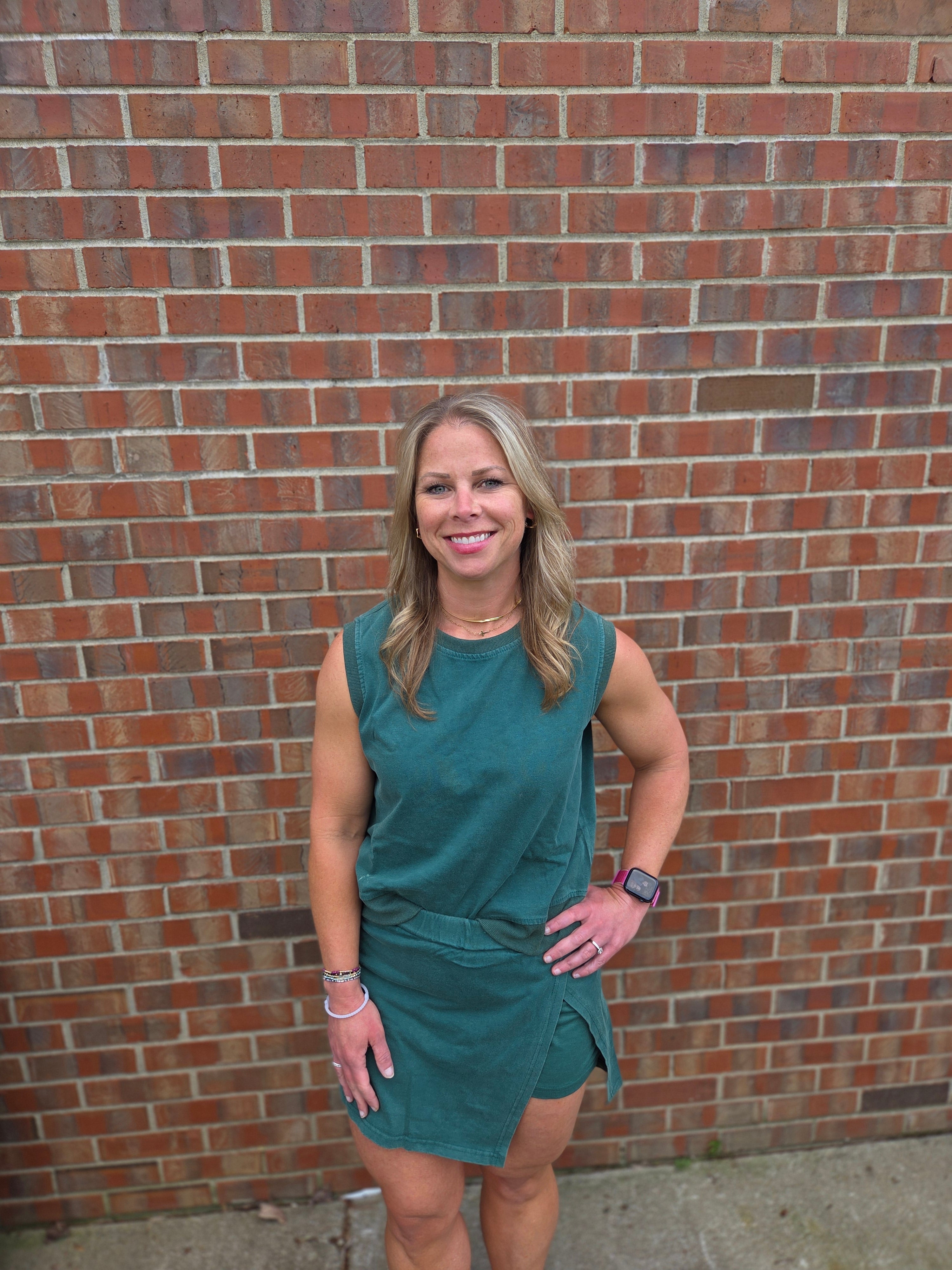 2pc Green Top and Short/Skirt Set