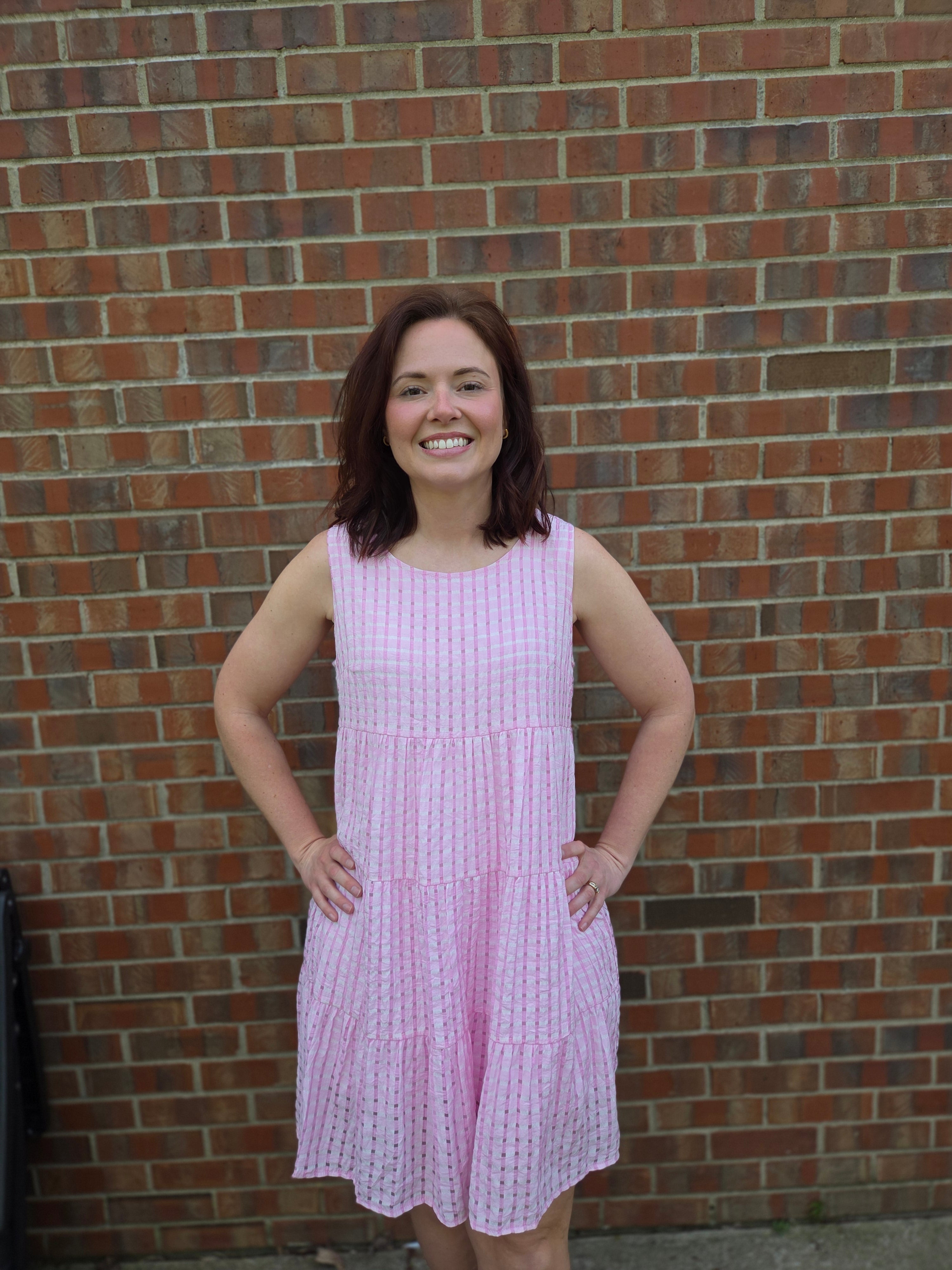 Pink Plaid Sleeveless Dress