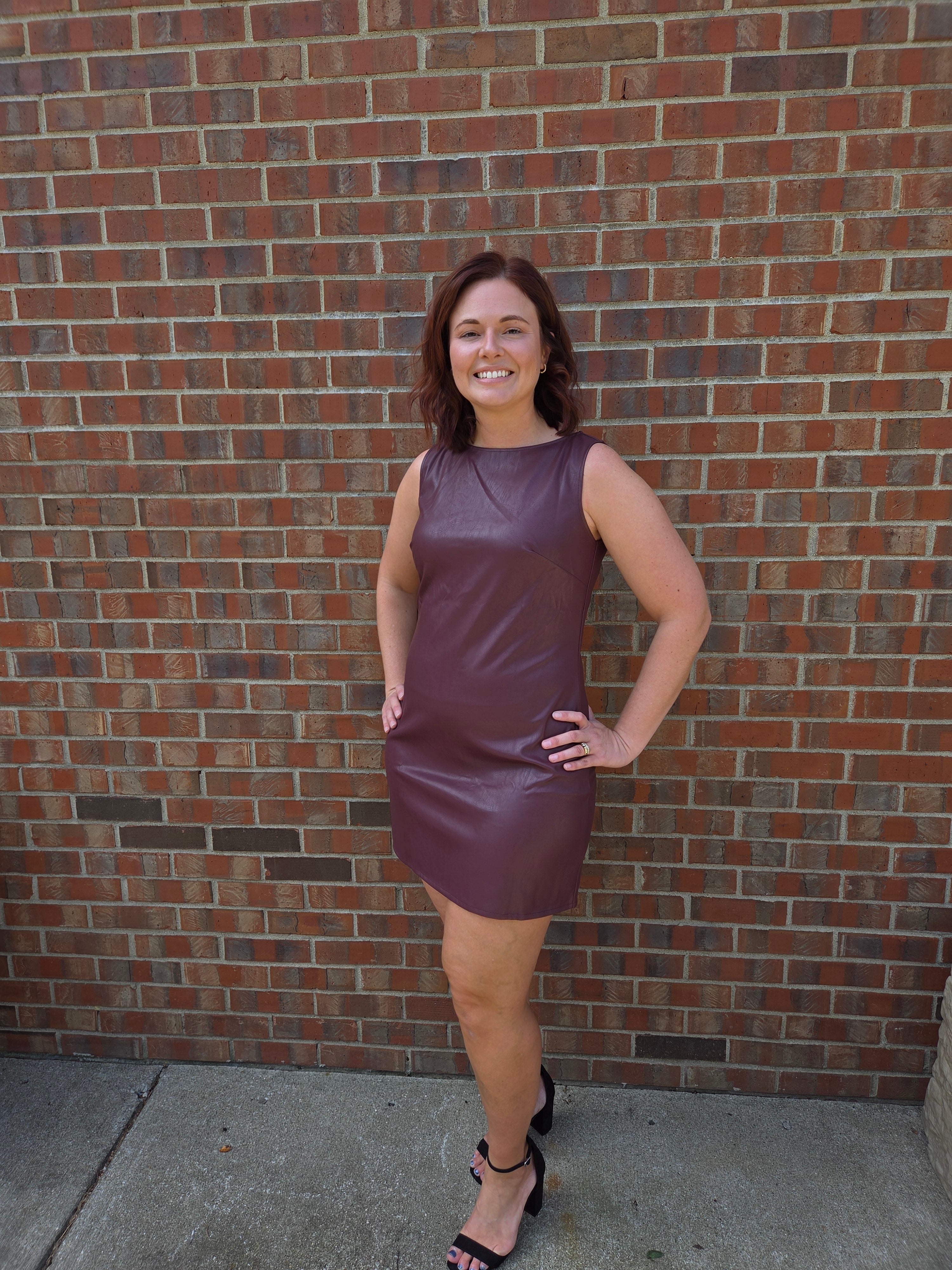 Burgundy Faux Leather Dress