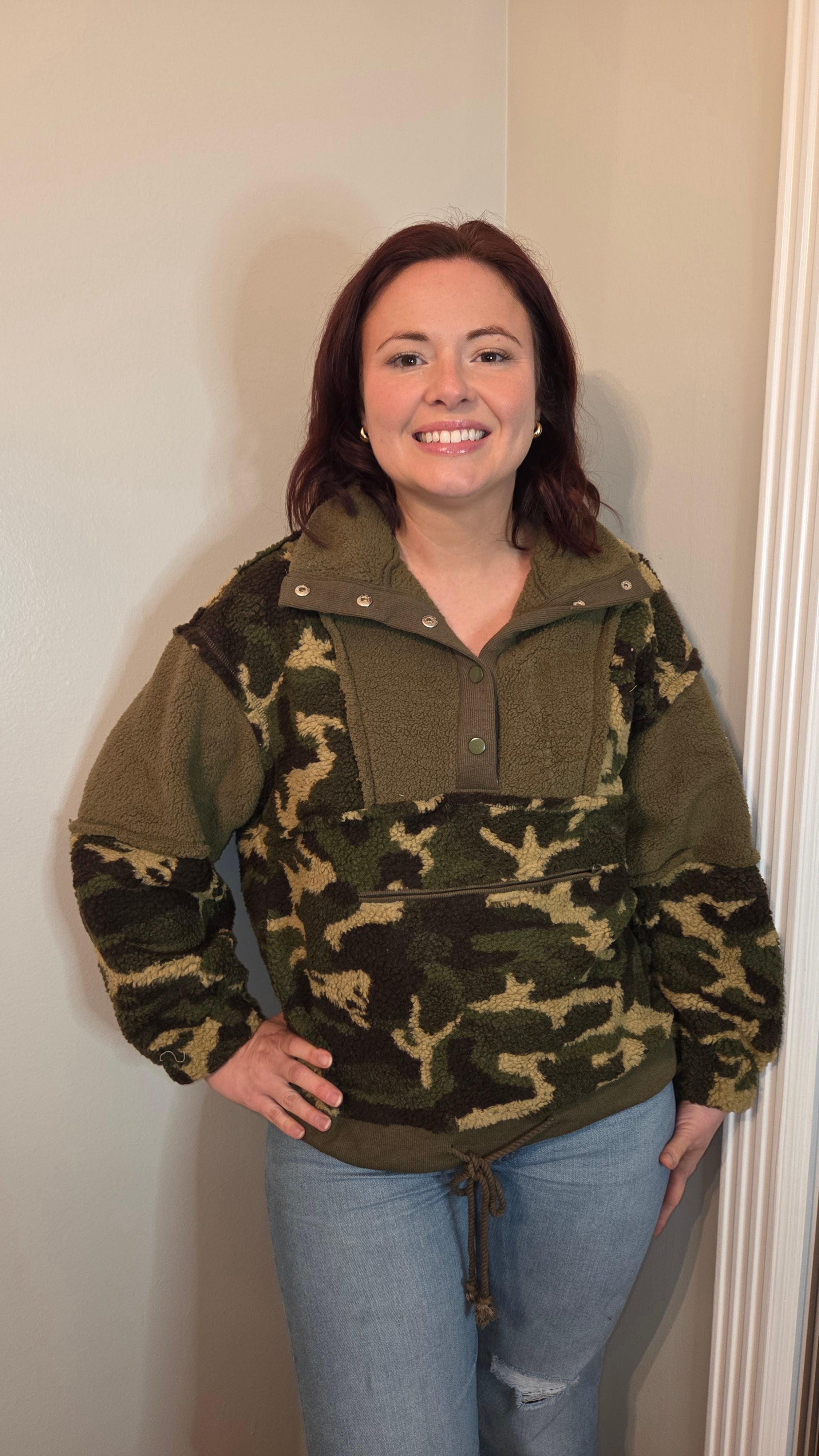 Camouflage Fleece 1/4 Button Pullover